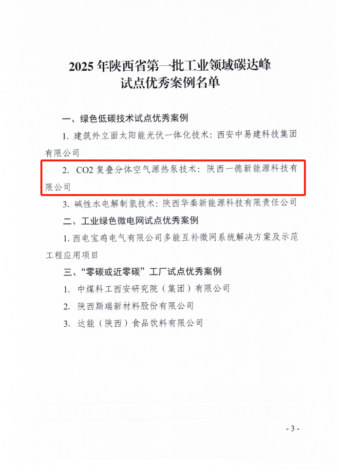 喜讯！一德获选 2025 年陕西省第一批工业领域碳达峰试点优秀案例（images 3）